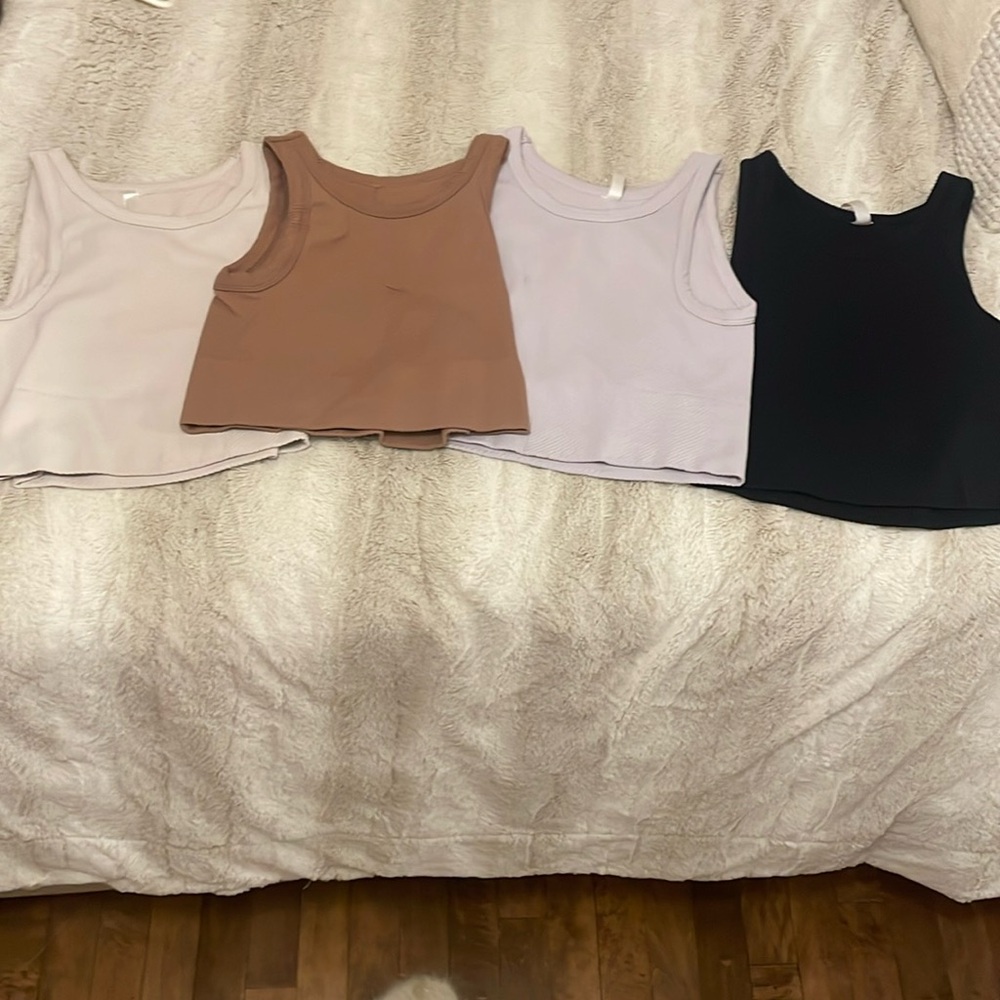 Black,Purple,Brown,And white crop tops